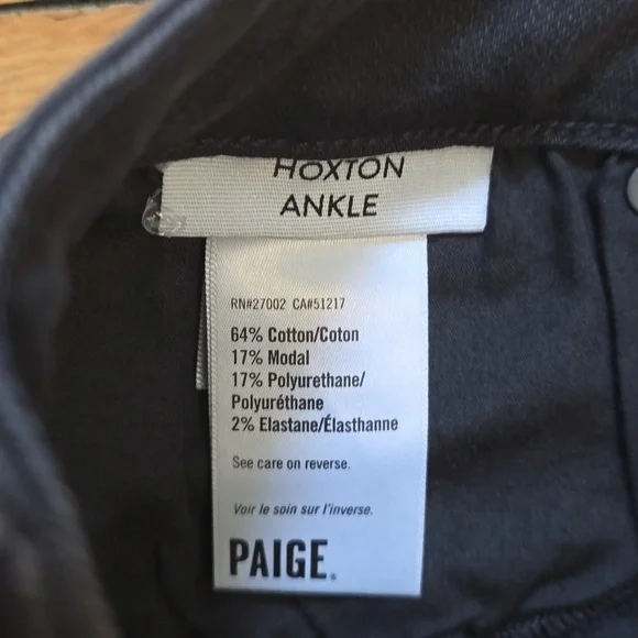 PAIGE, Hoxton, Ankle High Rise Button Fly Jeans, Black, VGUC, Women's 29 - Picture 6 of 14
